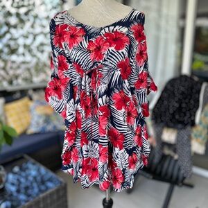 Beach cover up Floral Off-Shoulder Top